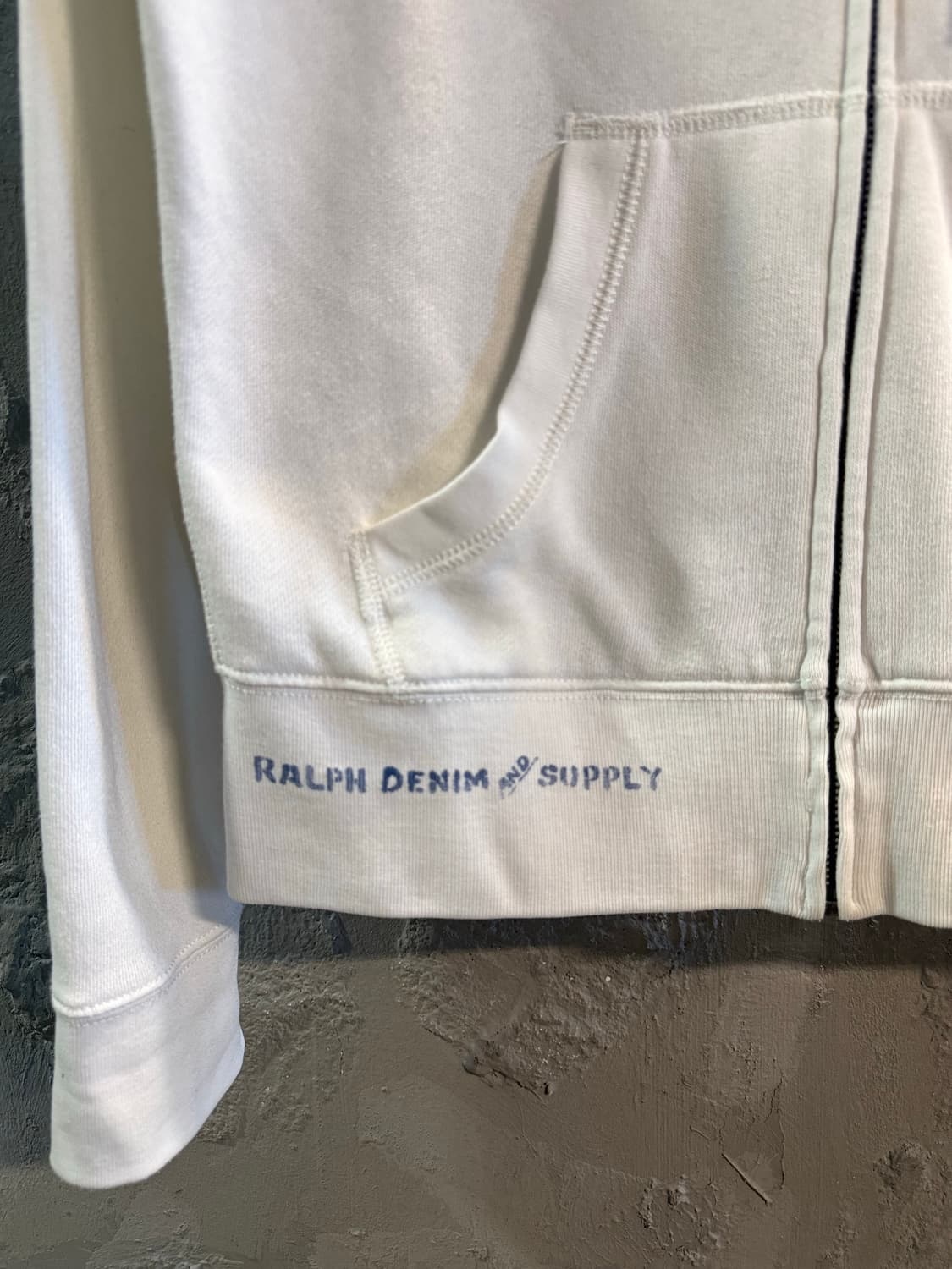 M 데님앤서플라이 랄프로렌 로고 풀집업 후드집업 화이트 상품이미지2