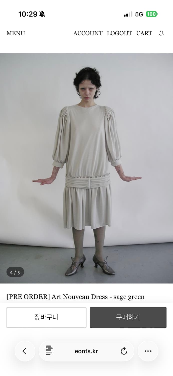 애옹스 Art Nouveau Dress - sage green 상품이미지4