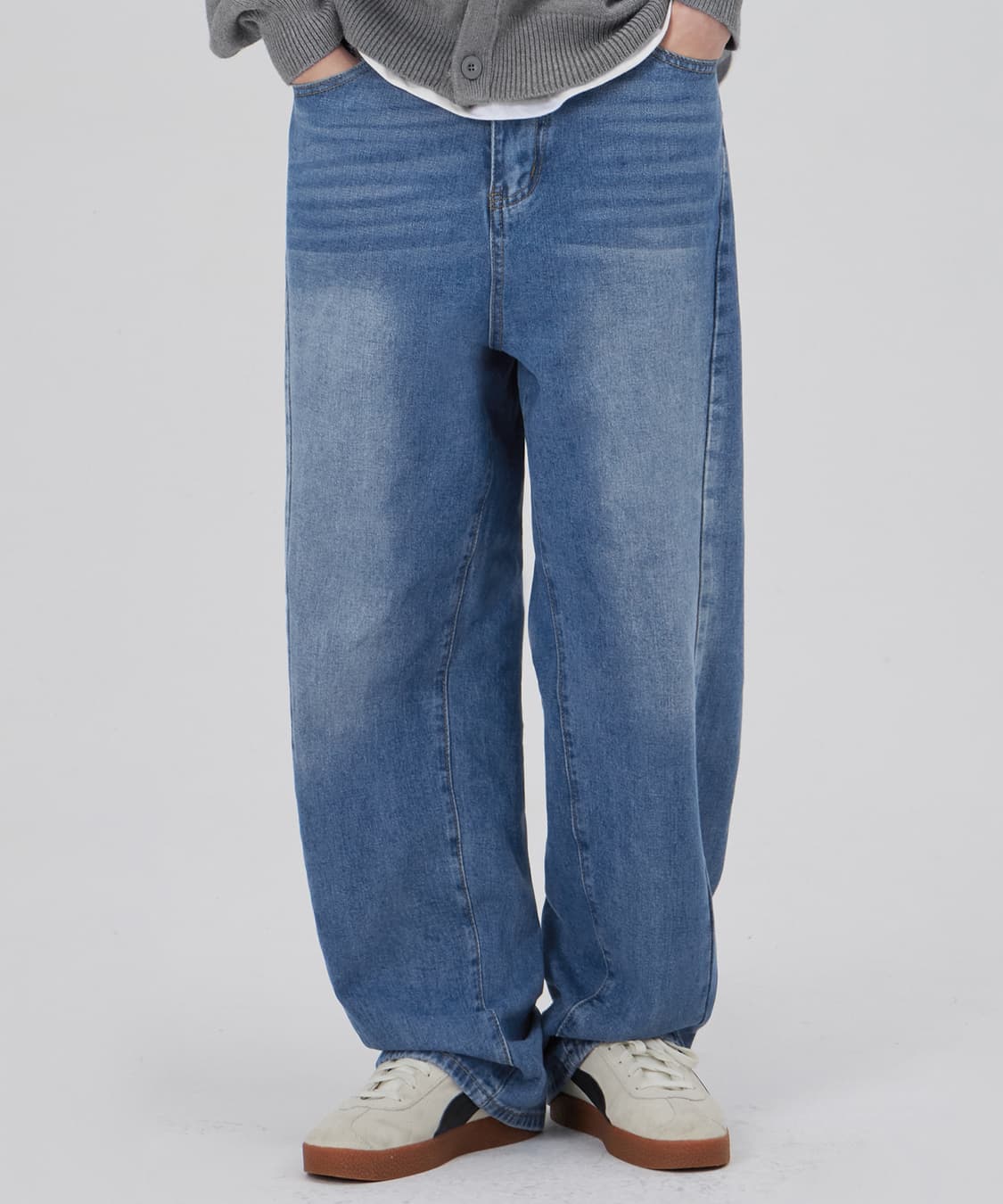 굿라이프웍스 커브 절개 와이드 데님 팬츠 미디움 인디고 m 상품이미지1