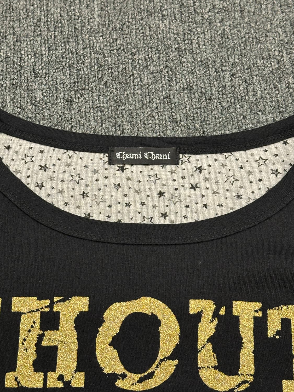 M)Japanese Vintage Y2K 여성 스컬 글리터 프린팅 롱슬리 상품이미지3