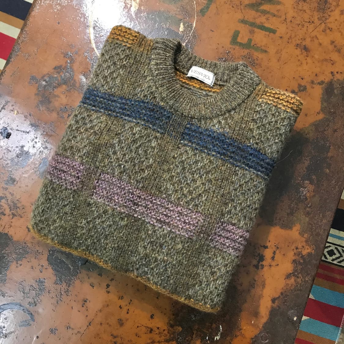 Vtg 빈티지 브라운 카키 톤 컬러링 니트 스웨터 남성 105 사이즈 상품이미지1