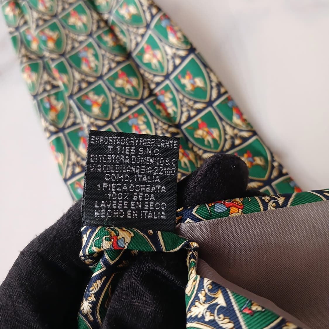 엔리코로시니 실크 그린 승마 모티브 넥타이 10cm A+등급 A18908 상품이미지6