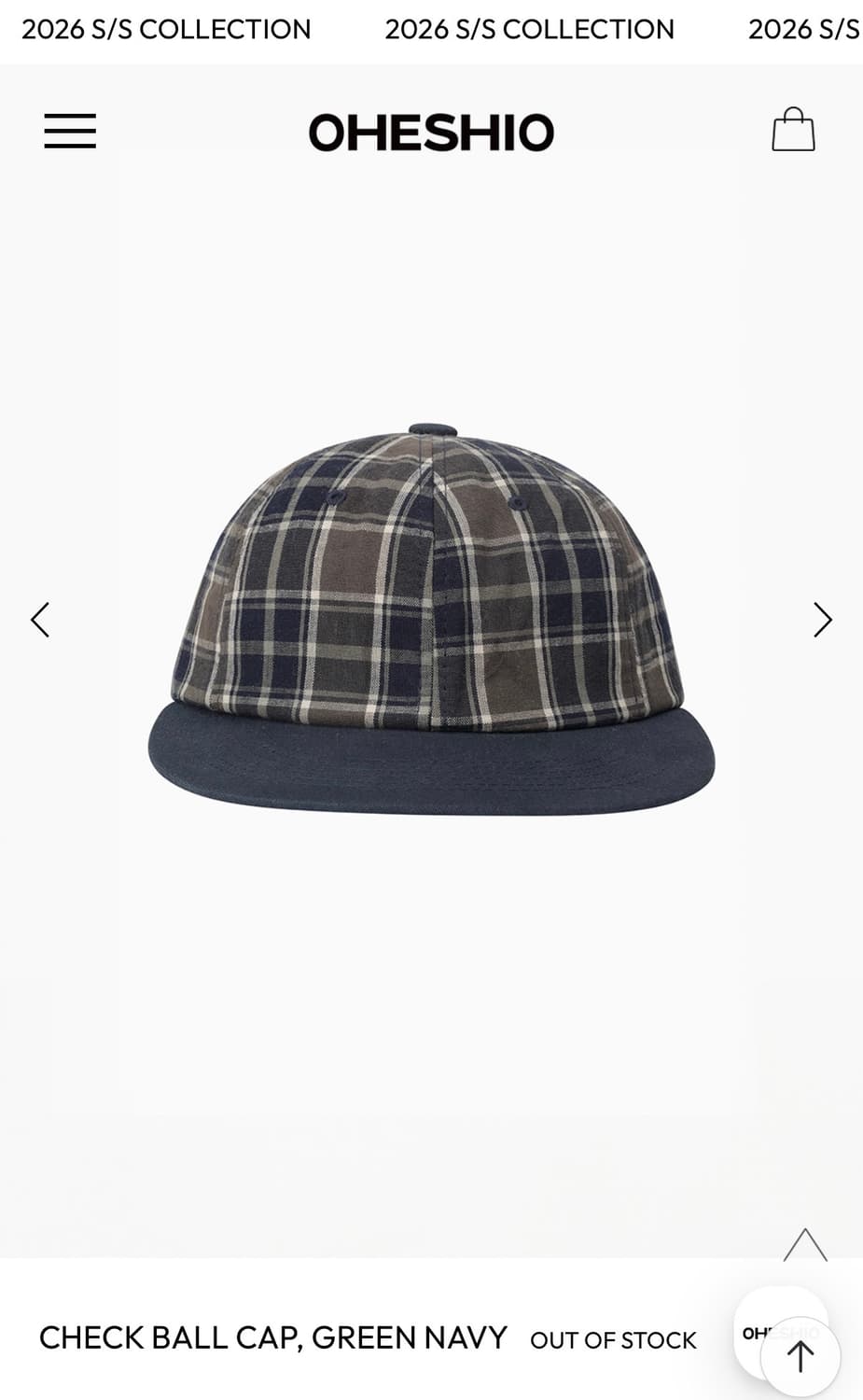 오헤시오 체크 볼캡 그린 네이비 상품이미지1