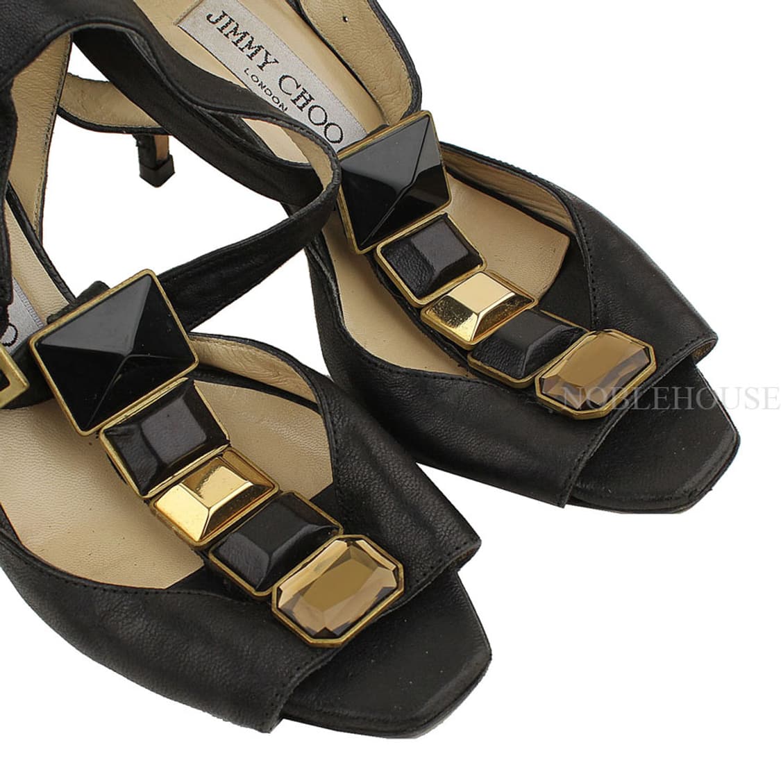 지미추 블랙 비즈&금장장식 스트랩 샌들 36 상품이미지6