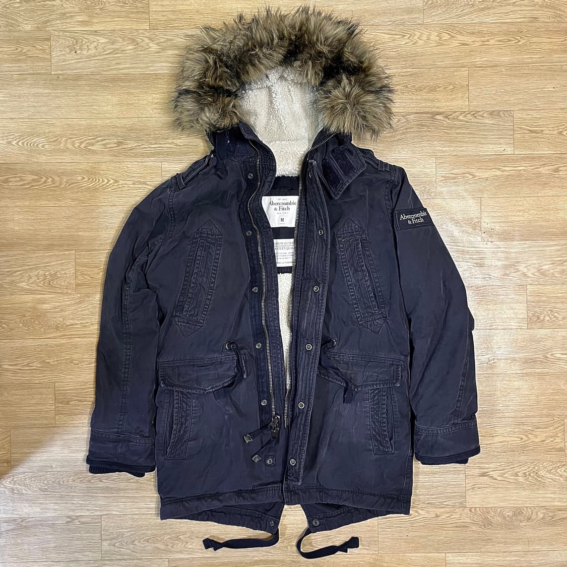 정품) 아베크롬비 프리미엄 아우터 쉐르파 양털 후드퍼 야상 패딩/ 105 상품이미지1