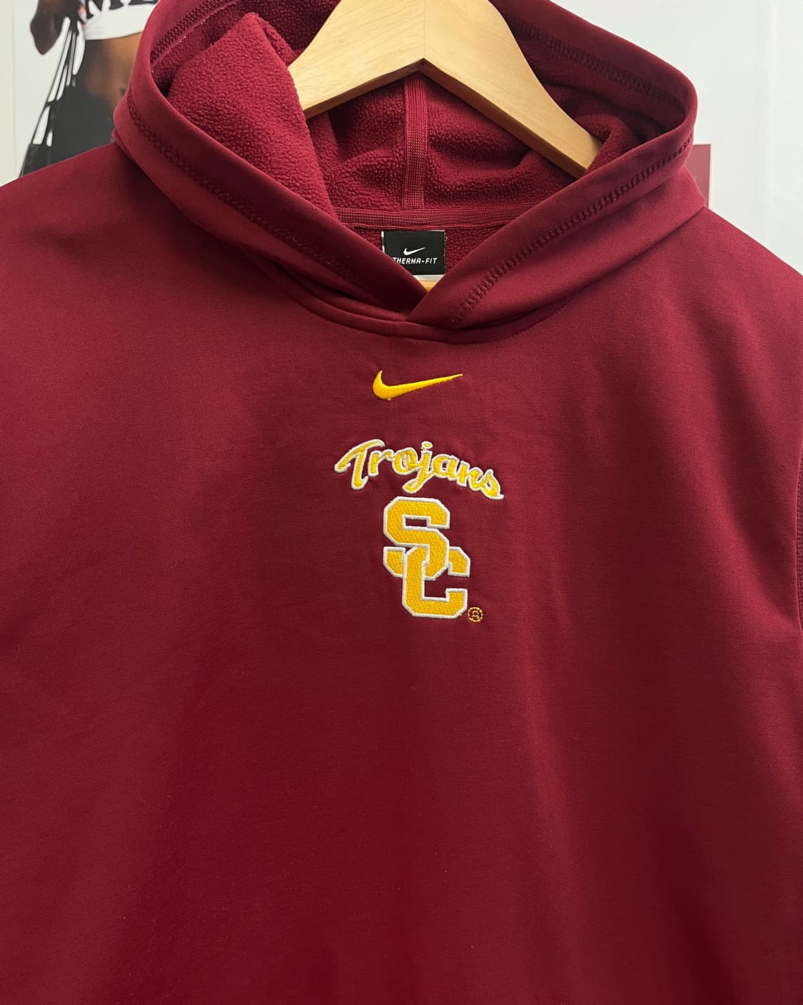 나이키 00s 컬리지 로고 버건디 후드티 상품이미지5