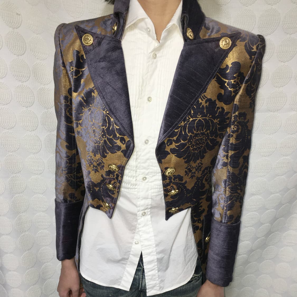 피에르 발망 바로크 자카드 벨벳 밀리터리 롱 자켓 상품이미지3