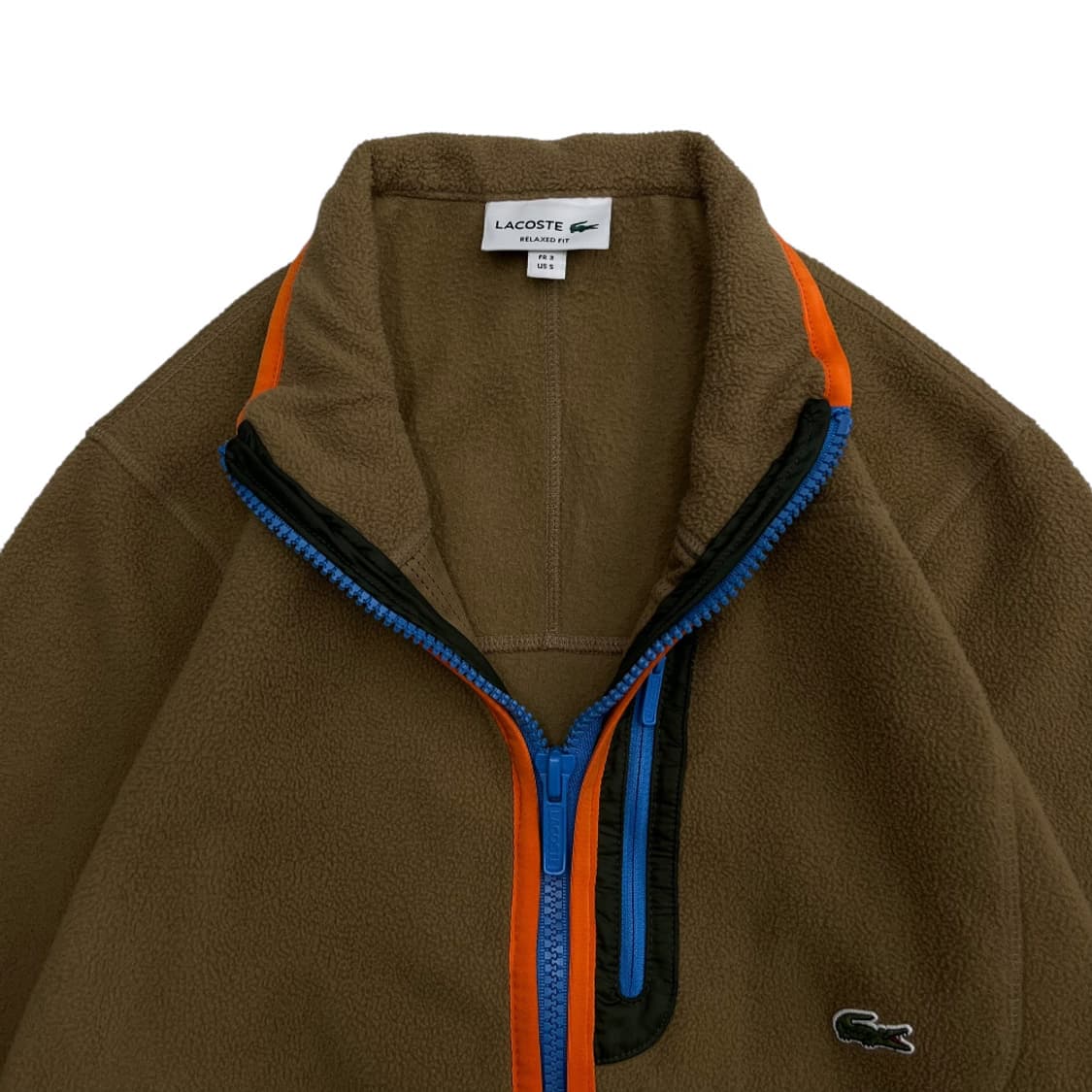 라코스테 카키배색 딥베이지 후리스 집업 S 상품이미지4