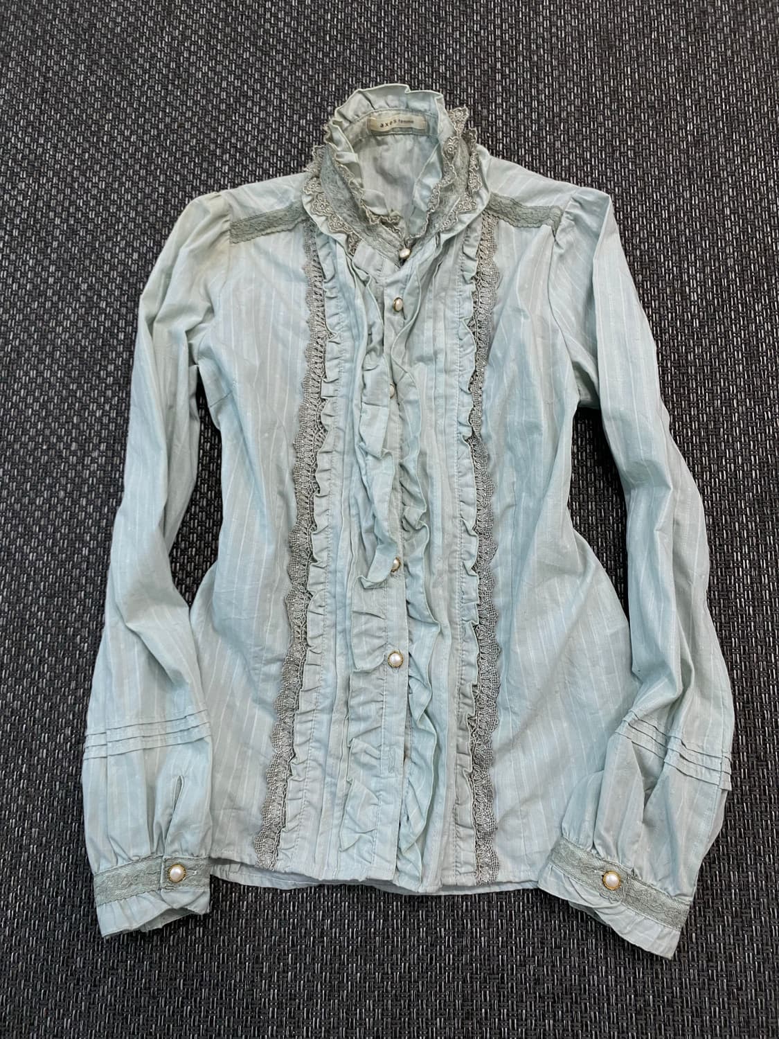 [Axes Femme]Frill&Pearl button Mint Shir 상품이미지5