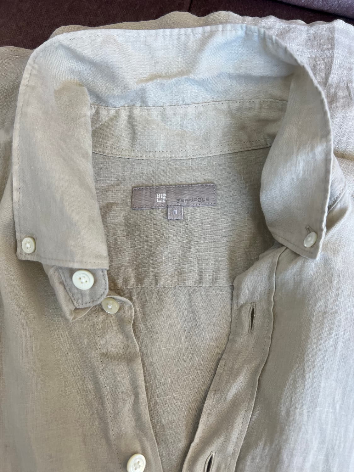 빈폴 남성 베이지 린넨셔츠 긴팔셔츠
 상품이미지3