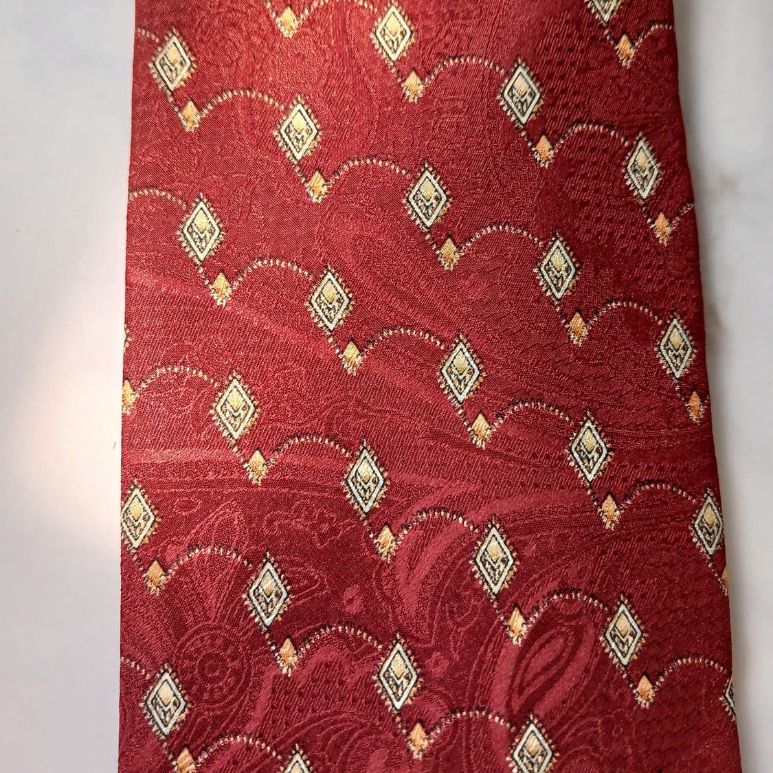 발렌티노 실크 와인 페이즐리 패턴 넥타이 10cm S~A+등급 E747 상품이미지6