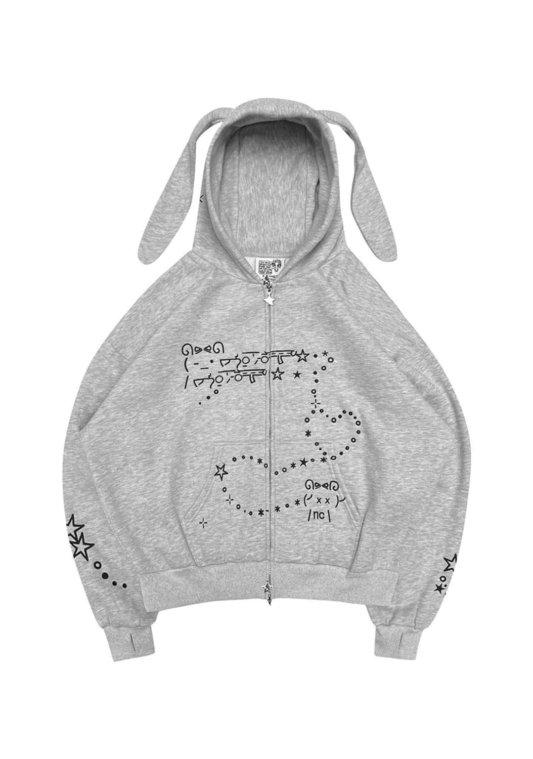 MALFUNCTION BUNNY ZIP HOODIE GREY MARL 상품이미지1