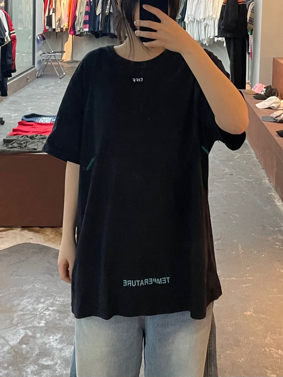 오프화이트 템프러처 블랙 반팔 H2397 상품이미지2