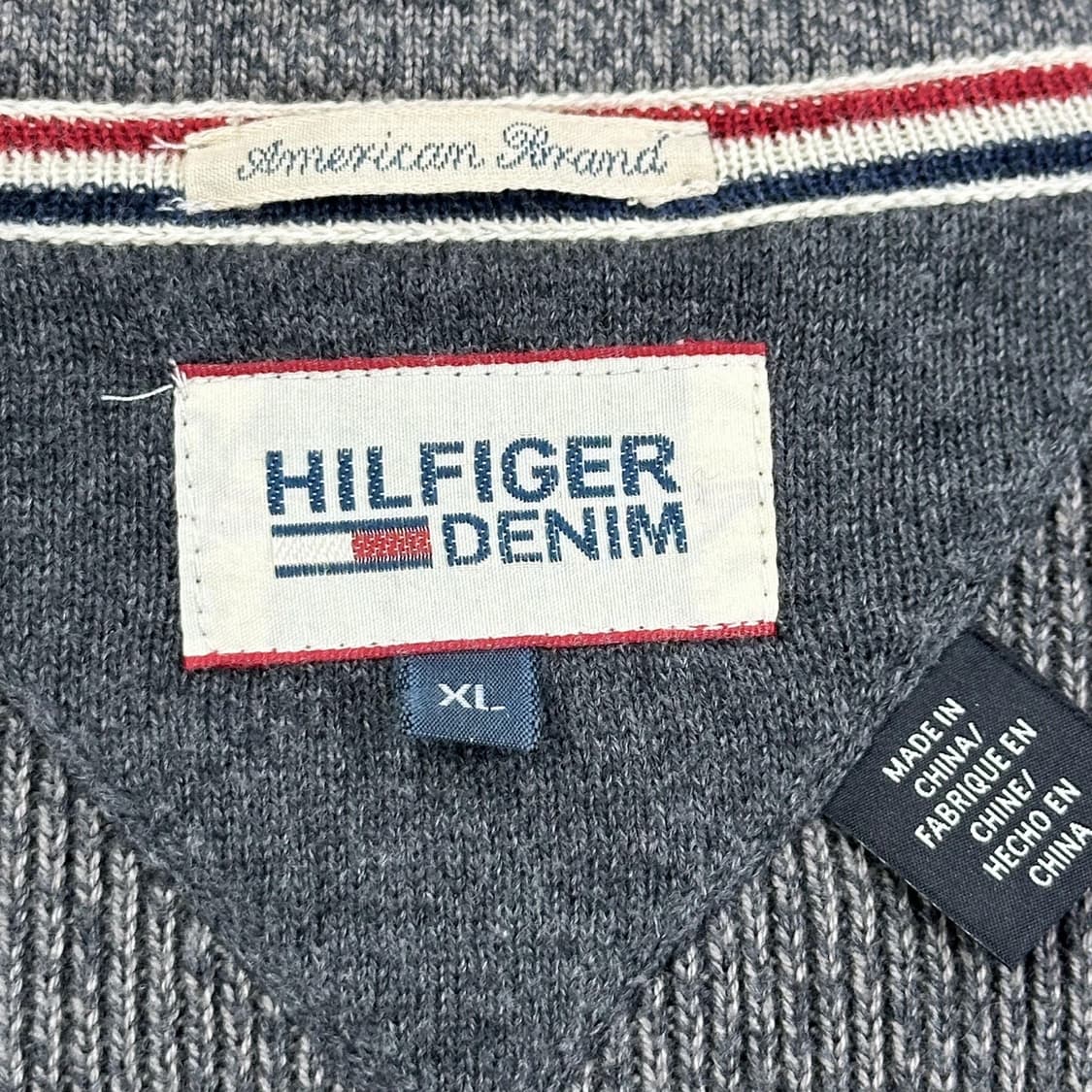 타미힐피거 플래그 차콜 니트 집업 (XL) 상품이미지5