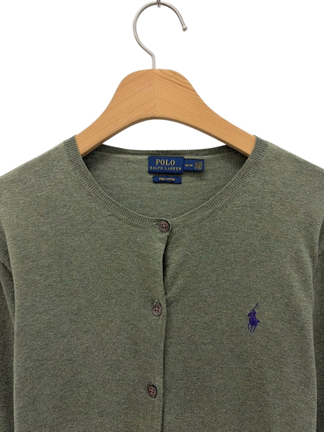 폴로 피마코튼 가디건 그린 (M) 상품이미지2
