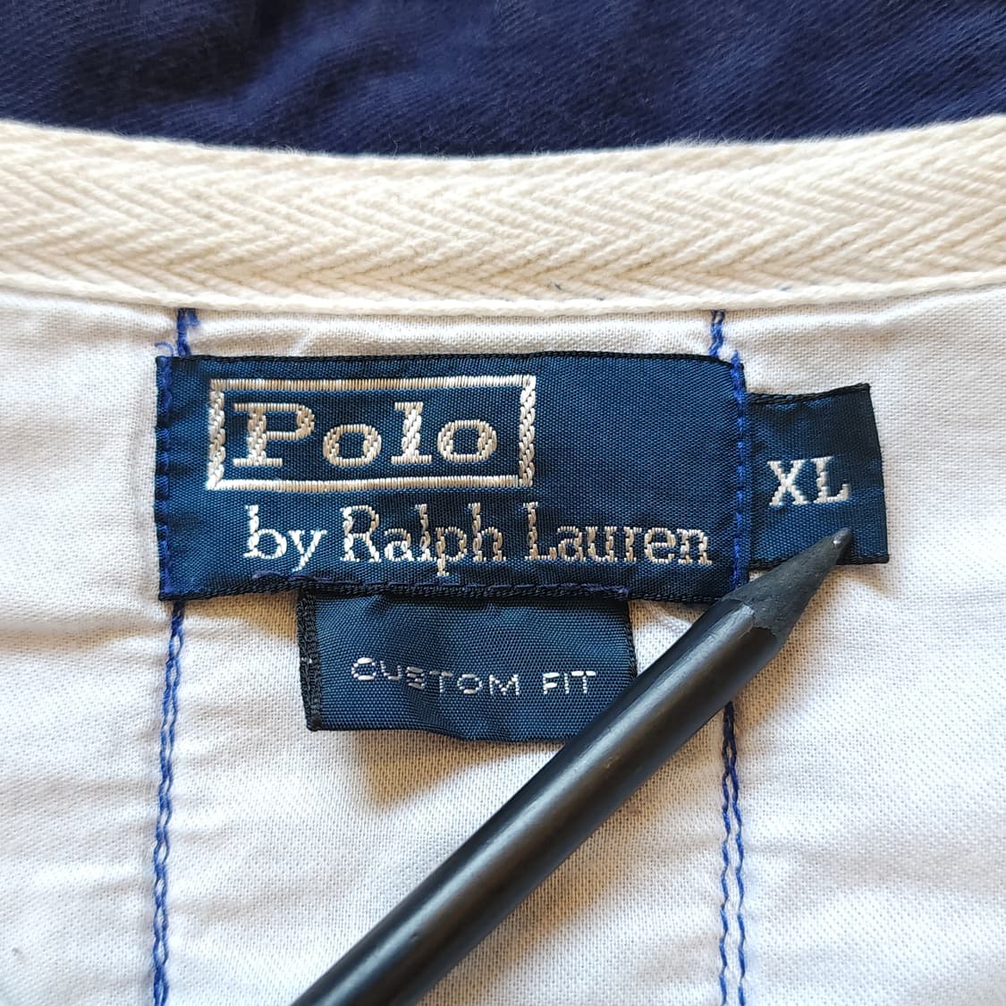 00년대 폴로 랄프로렌 블랙와치 디테일 엠브로이더리 바이커 럭비 셔츠XL 상품이미지5