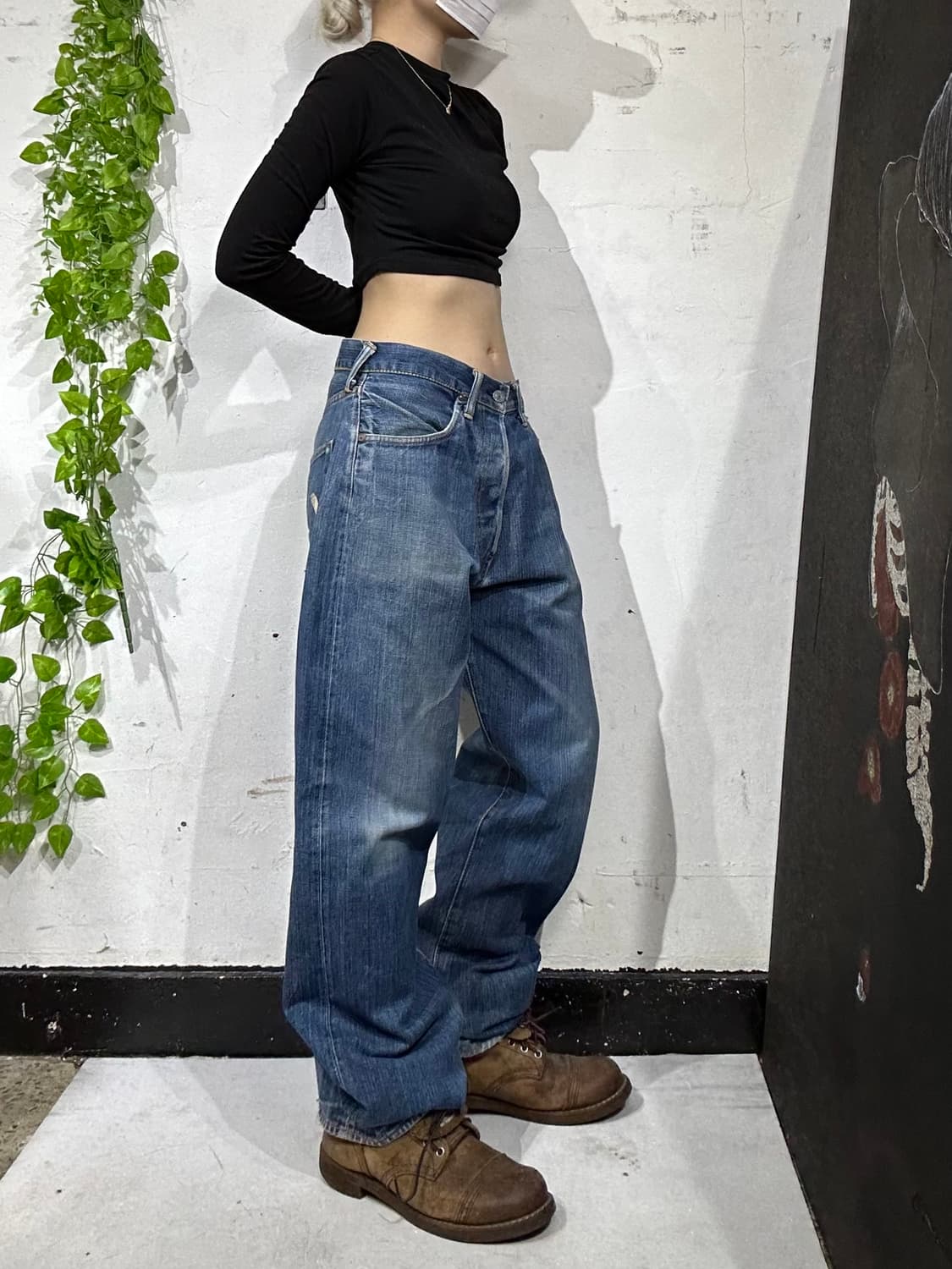 에비수 재팬 중청 다이콕 와이드 청바지 힙합 새깅 데님 팬츠  상품이미지2