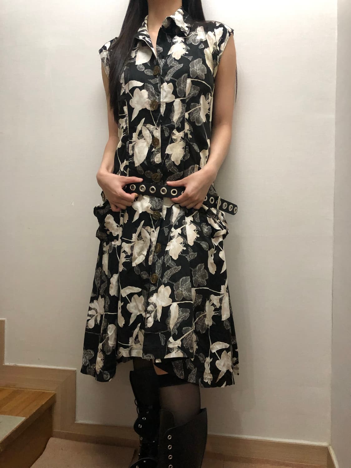 빈티지 블랙 오리엔탈 플라워 원피스 상품이미지9