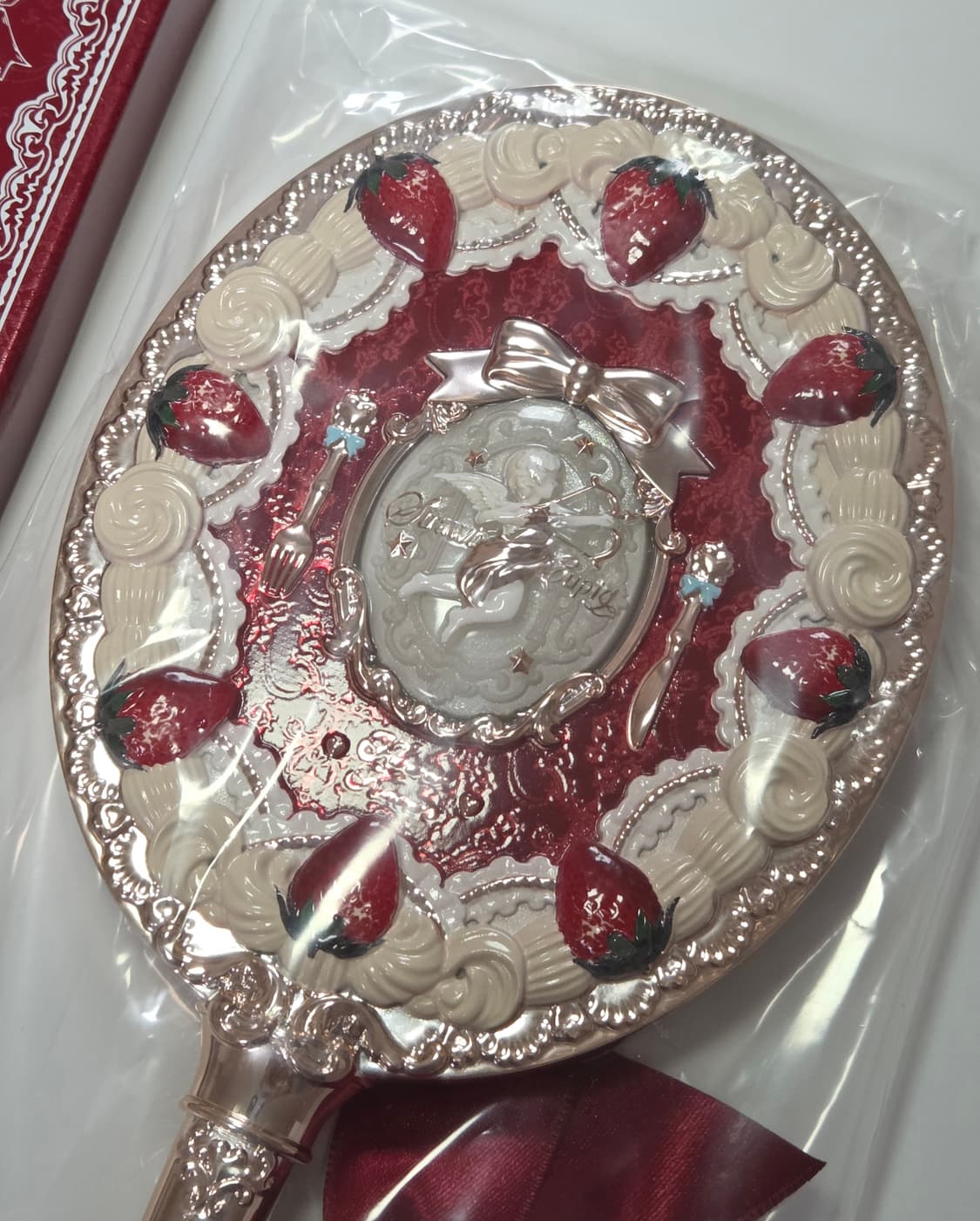 새상품) 플라워노즈 스트로베리 큐피드 거울 손거울 레드 상품이미지2