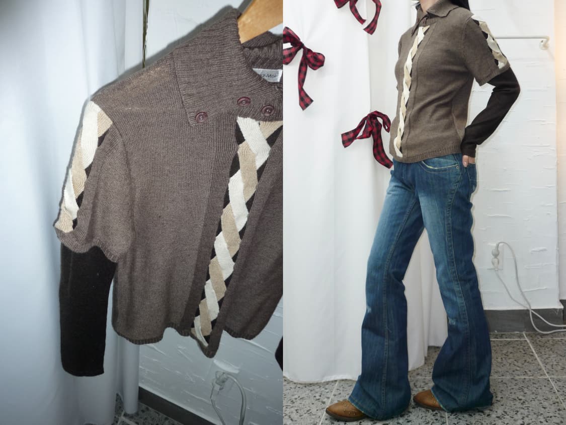 soft brown layerd knit 상품이미지1