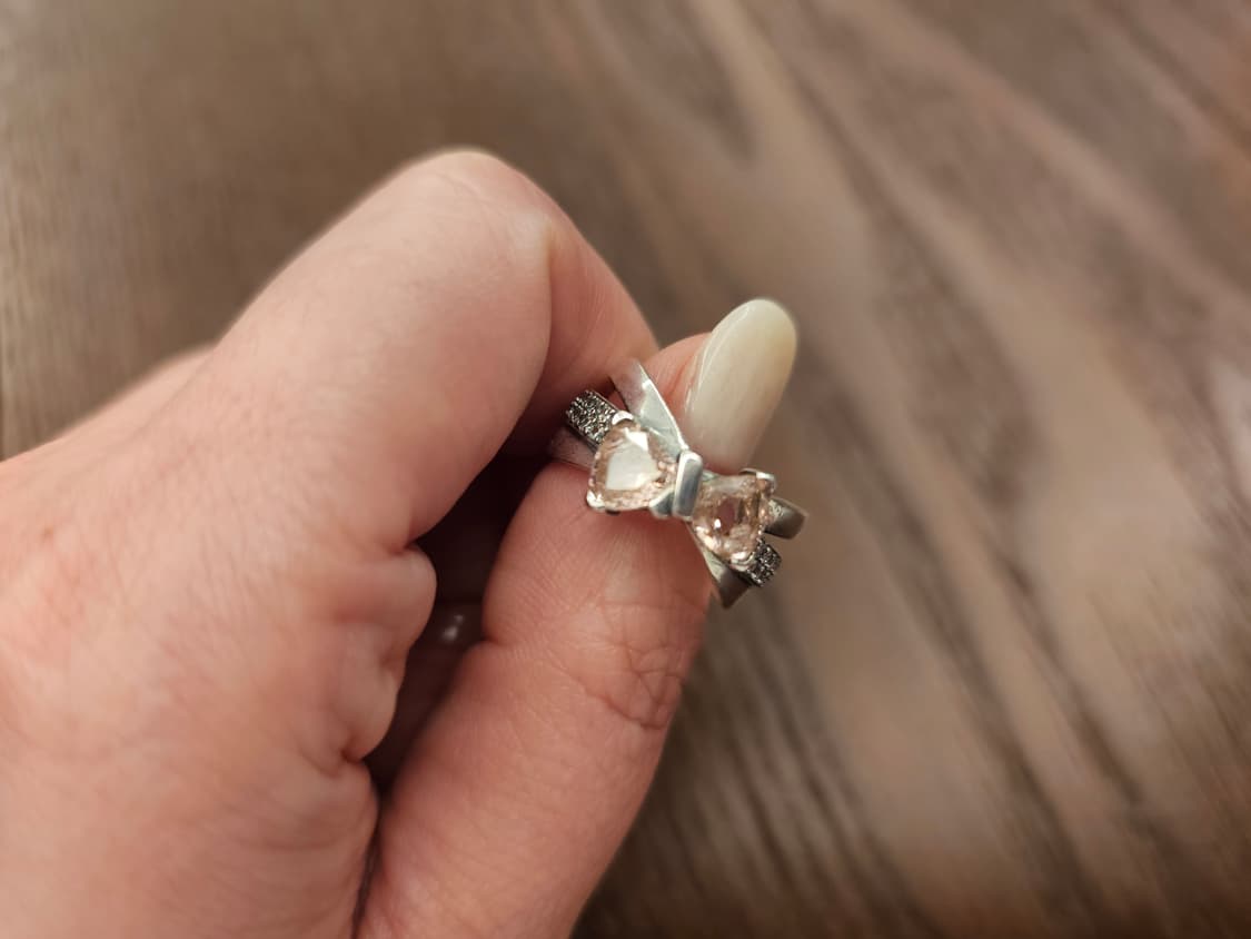 핑크빛 리본 실버반지 새상품 상품이미지3