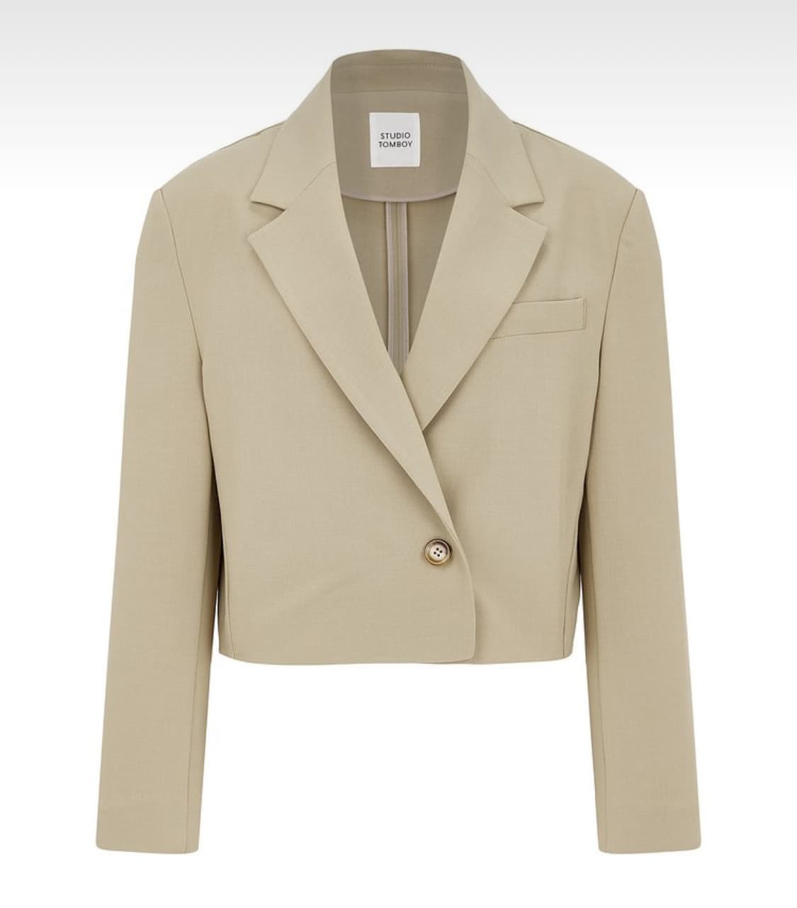[Studio Tomboy]스튜디오톰보이 크롭 원버튼자켓(베이지) 상품이미지1