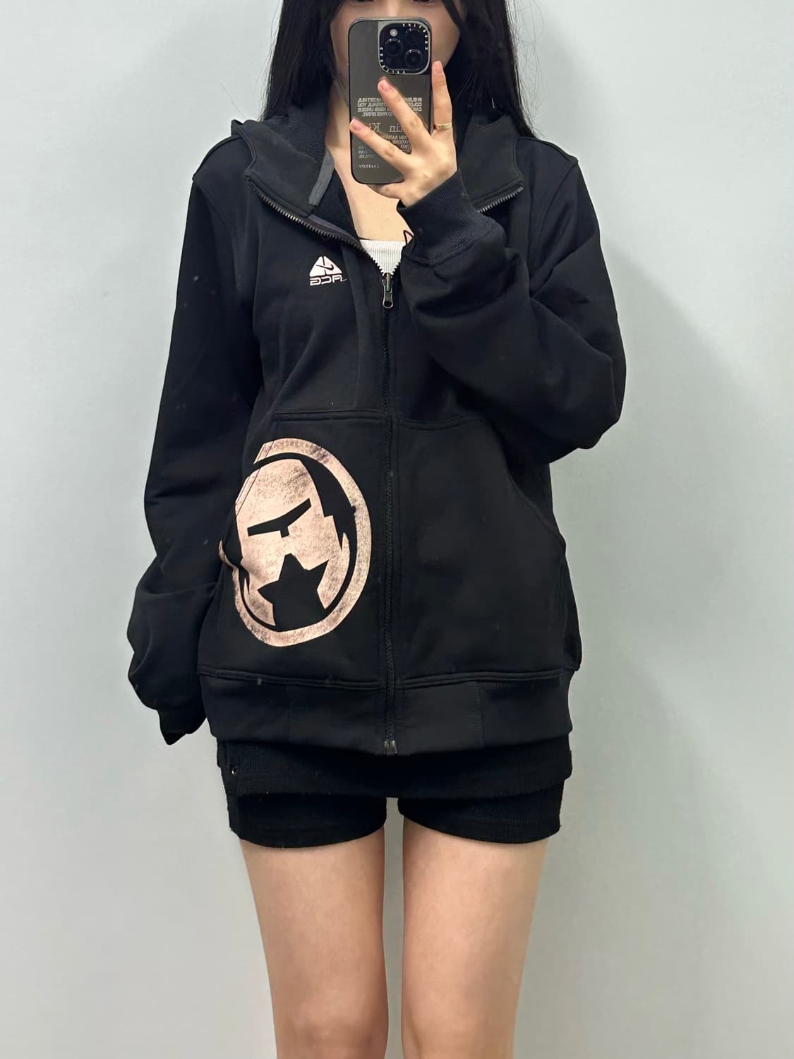 Acg 자수로고 블랙 후드집업 상품이미지1