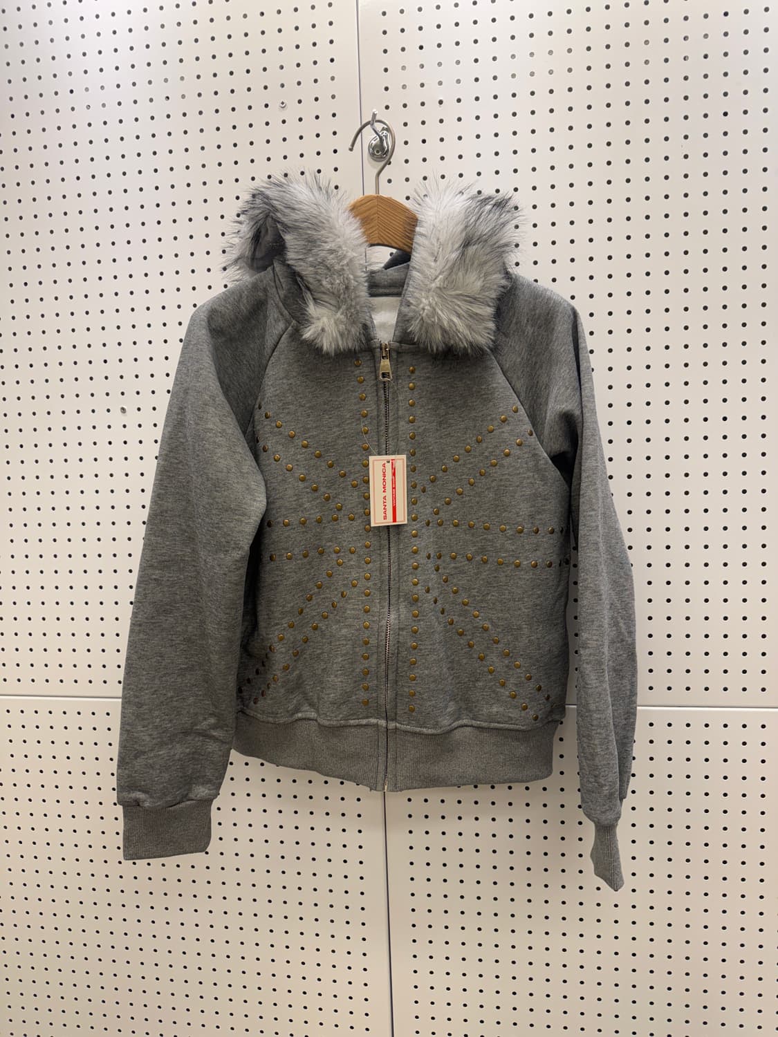 퍼 후드 스터드 집업 후드집업 그레이 U831 상품이미지2