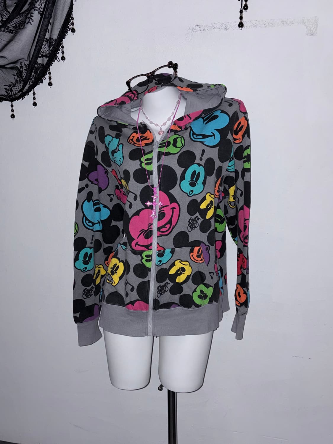 하라주쿠 팝갸루 디즈니 무지개 후드 후드집업 아방핏 키치갸루 상품이미지1