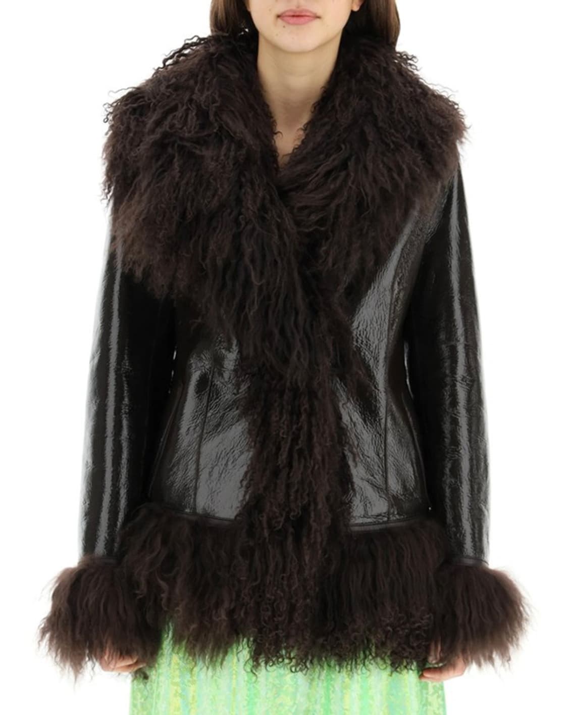 삭스파츠 블랙 가죽 시어링 코트 상품이미지1