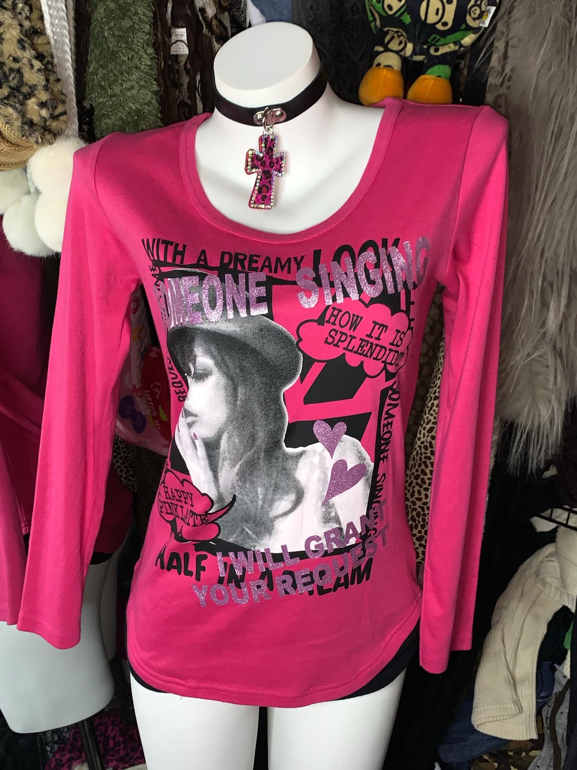 y2k emo punk 프린팅 핑크긴팔 상품이미지1