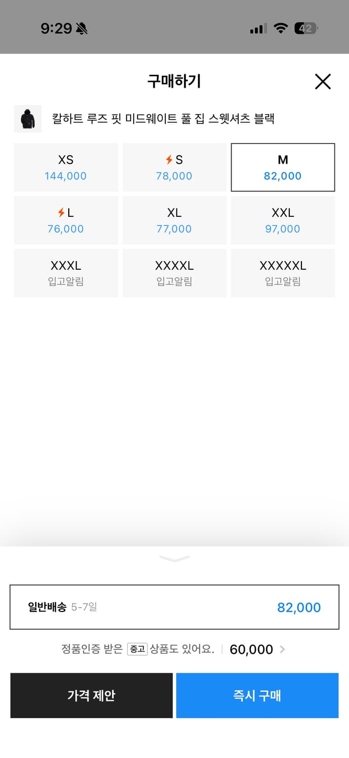 칼하트 루즈 핏 미드웨이트 풀 집 스웻셔츠 블랙 상품이미지2