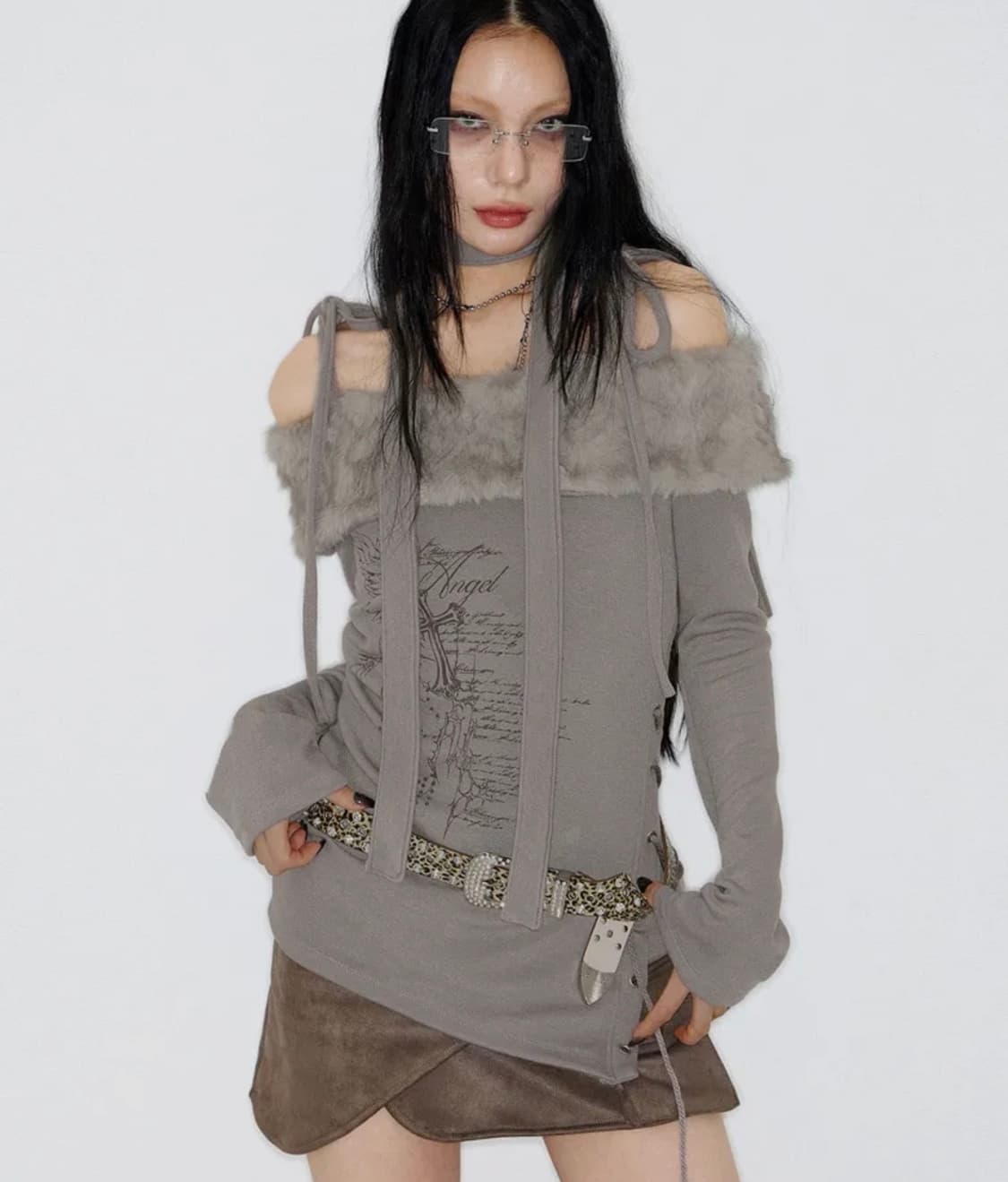 낫노잉 퍼 오프숄더 탑 상품이미지1