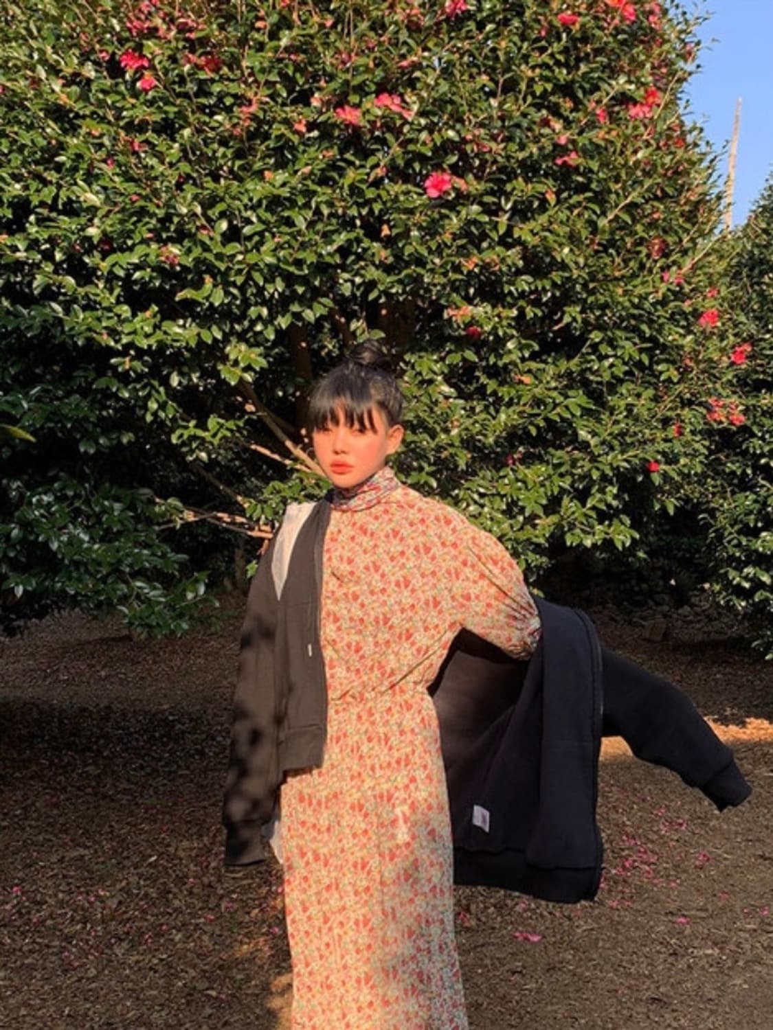 프레클 플라워 백 오픈 쉬폰 드레스 원피스 상품이미지2