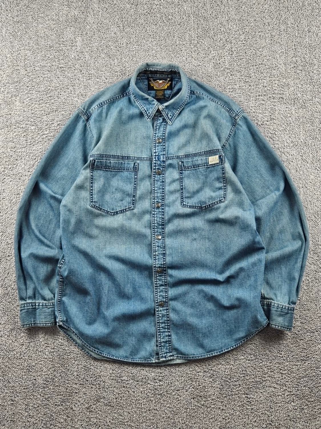 할리데이비슨 백 프린팅 데님 바이커 셔츠 ( L ) / 11114 상품이미지2