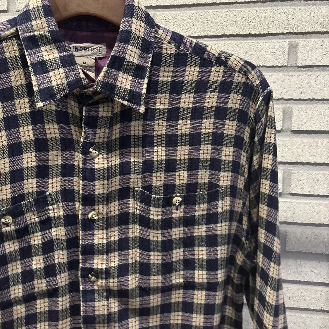 USA VITAGE 소프트 타탄체크 울 플란넬 셔츠 투포켓 디테일 퍼플 상품이미지7