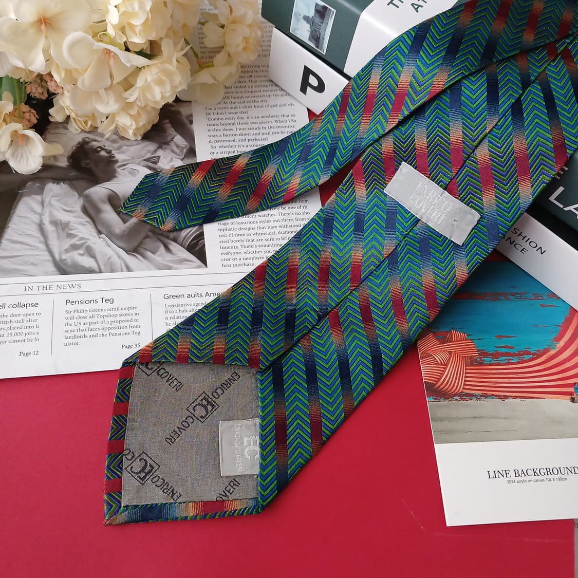 엔리코 코베리 넥타이 그린 패턴 A+등급 E894
 상품이미지5