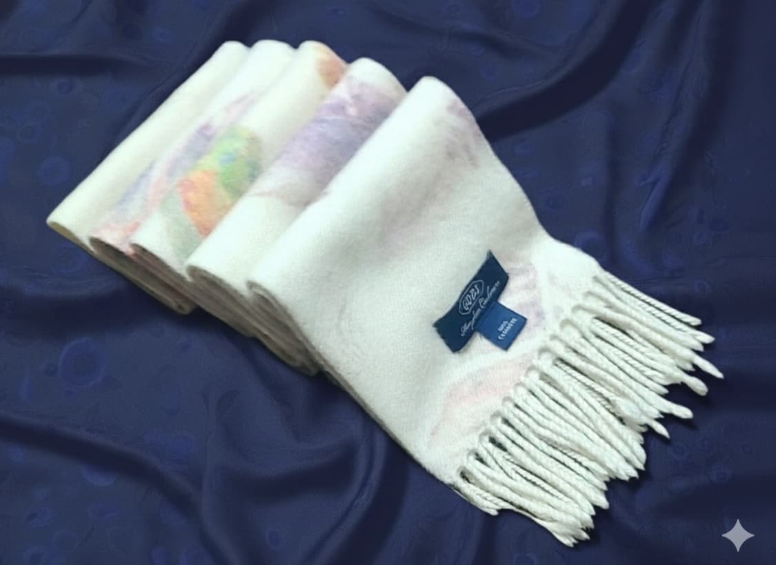 GOBI 몽골리안 캐시미어 파스텔톤 Leaf패턴 머플러 상품이미지3