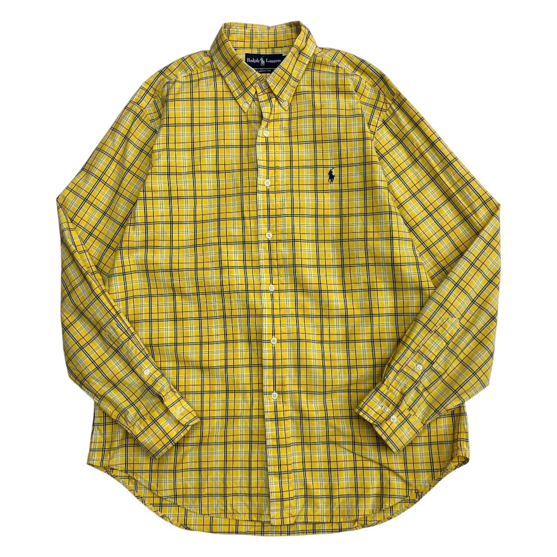 폴로 랄프로렌 네이비포니 옐로우 타탄체크 셔츠 L 상품이미지2