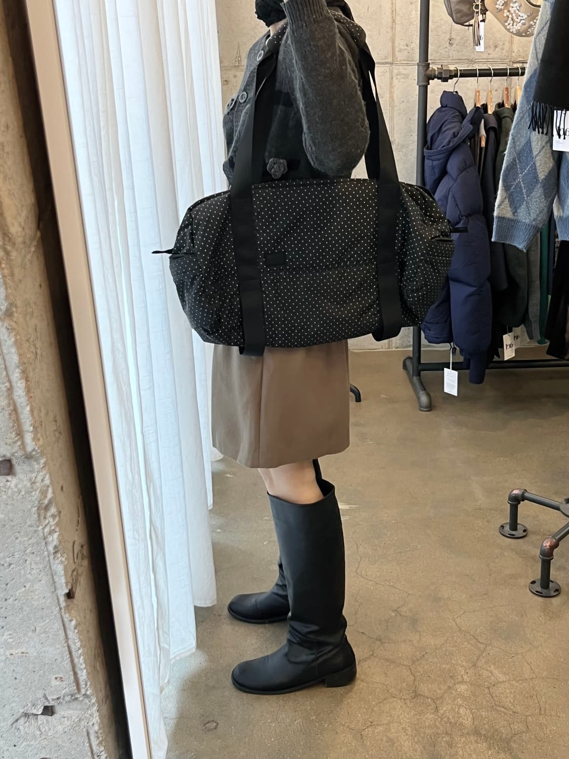 포터 도트 보스턴백 블랙 상품이미지8