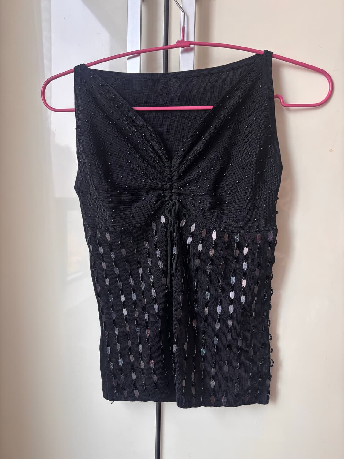 오츠 빈티지 블랙 도트 스팽글 나시 상품이미지1