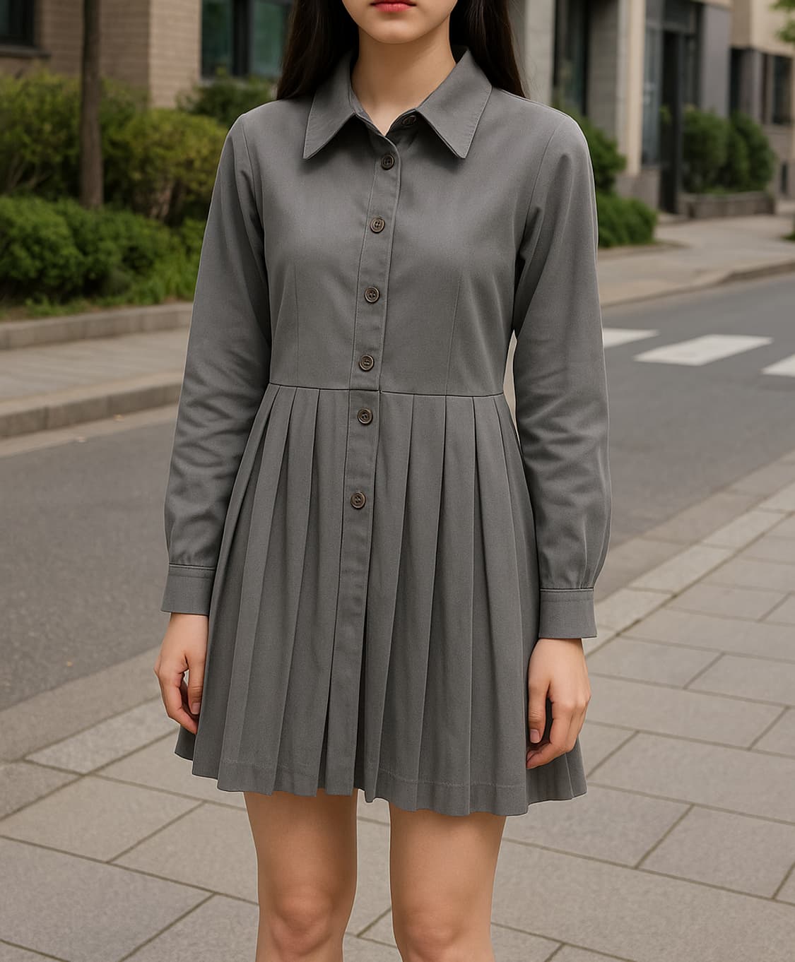 에잇세컨즈 그레이 플리츠 미니 원피스_S 상품이미지1