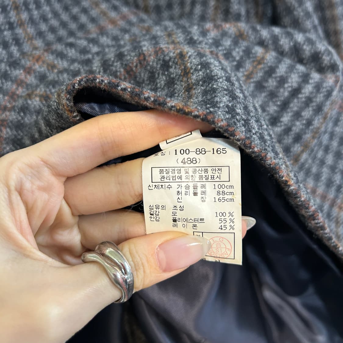 닥스 남성 모직 체크 자켓 100  상품이미지4