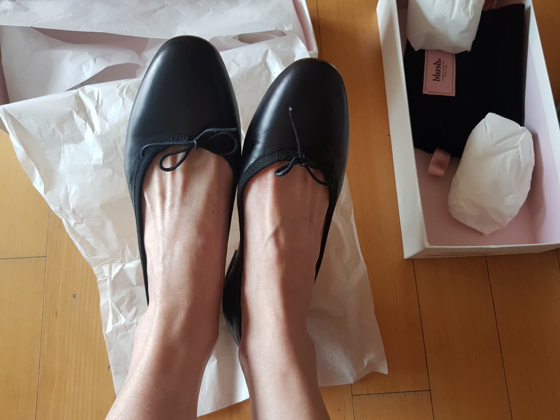 이태리 블러쉬(Blush) 무광 플랫 슈즈 Black (250,EU39) 상품이미지3