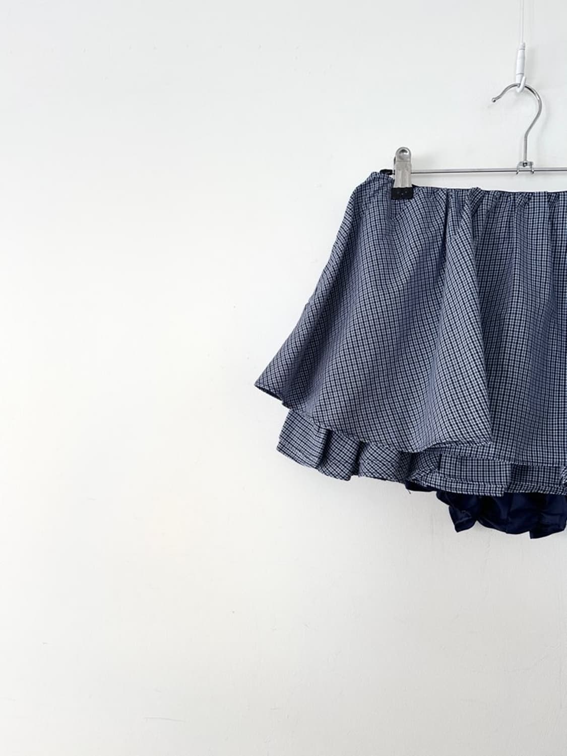 Ruffle layer check mini skirt / navy 상품이미지2