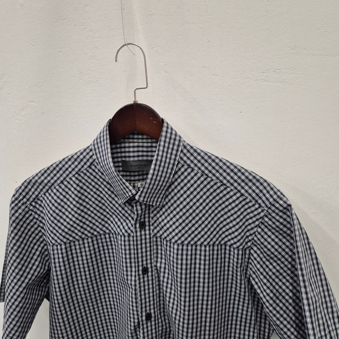 띠어리 맨 깅엄 체크 반팔 셔츠 100 상품이미지2