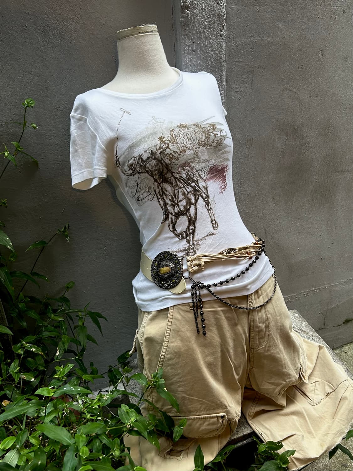 *Rare* 아카이브 JPN 00s 폴로 웨스턴 딱붙 프린팅 티셔츠  상품이미지1