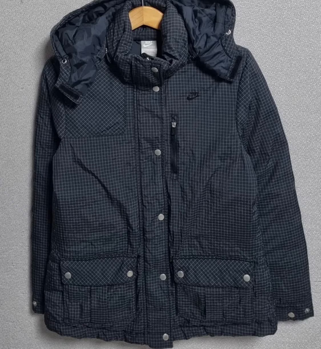 나이키 블랙 체크 덕다운 오리털 패딩 여성 s (55) 상품이미지1