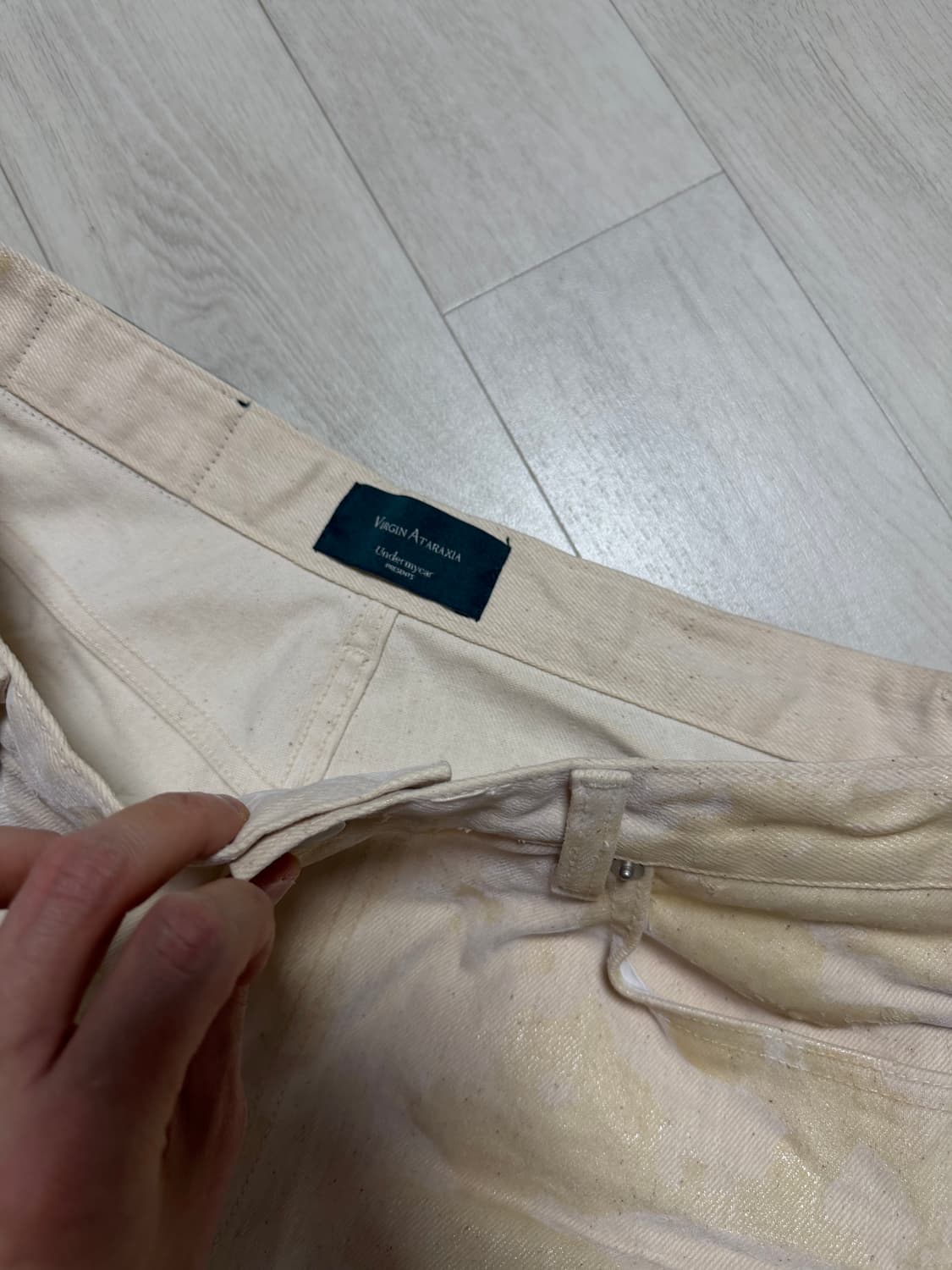 [2] 언더마이카 벨벳 플레어 바지 진 아이보리 상품이미지6