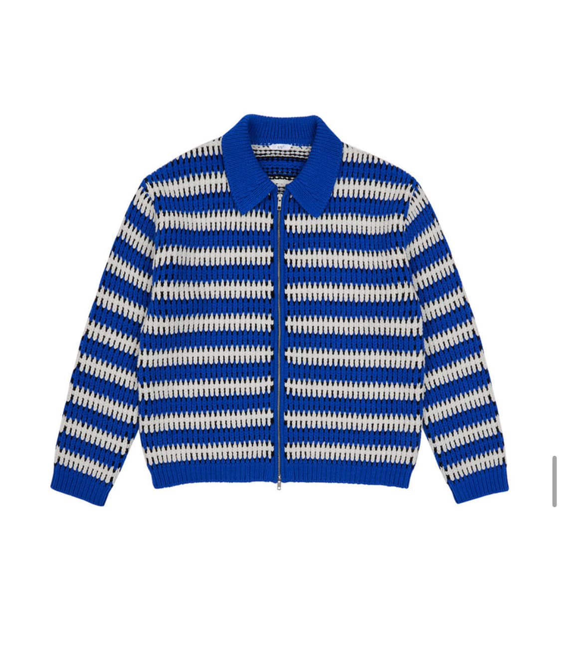 에스티유 스트라이프 카라 집업 스웨터 블루 (새상품) 상품이미지1